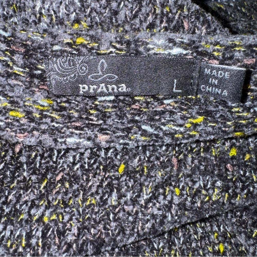 PRANA Cypris Speckled Marled Knit Sweater Gray Chenille Boatneck Tunic Size L - Picture 13 of 15